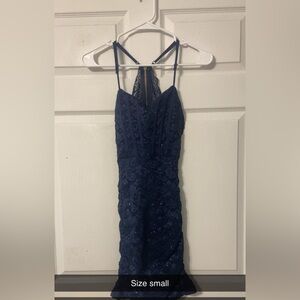 Elegant Navy Blue Lace Dress